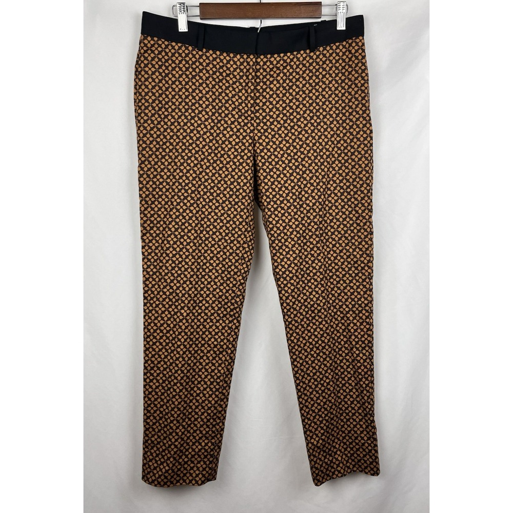 LOFT Zoe Ankle‎ Pants 8 Mustard Black Geometric Medallion Mod Dark Academia